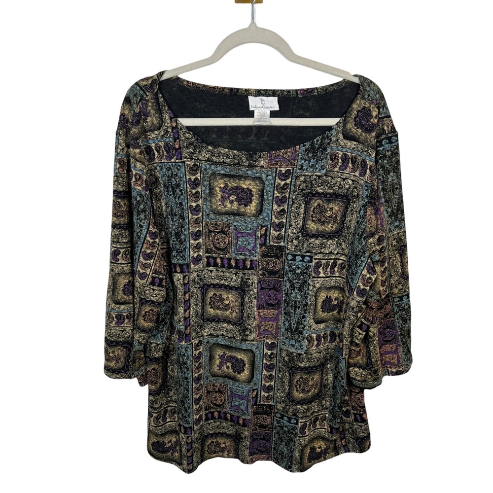 The Travel Collection Paisley Boho Retro Top Whimsigoth Vintage Aesthetic 2X